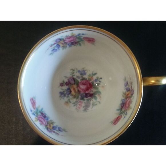 Castleton Rose Footed Tea Cup Saucer Gold Trim USA  Antique - Picture 3 of 8
